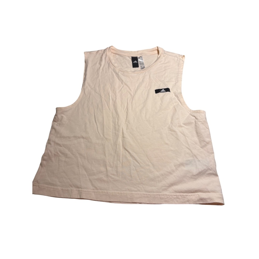 Adidas Womens Muscle Tank Top Peach Cream Sleeveless Relaxed Fit Size Medium